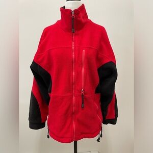 White Mountain Red Black Fleece Full Zip Sweater Jacket - Size Large